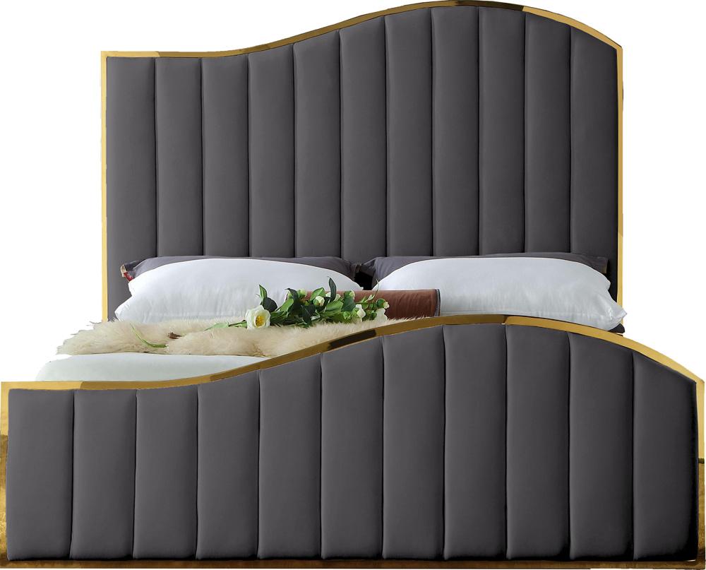 Meridian Furniture - Jolie Grey Velvet King Bed - JolieGrey-K veiw 3