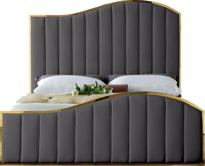 Meridian Furniture - Jolie Grey Velvet King Bed - JolieGrey-K veiw 3
