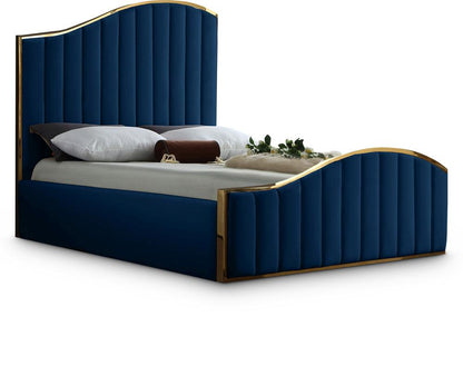 Meridian Furniture - Jolie Navy Velvet King Bed - JolieNavy-K veiw 1