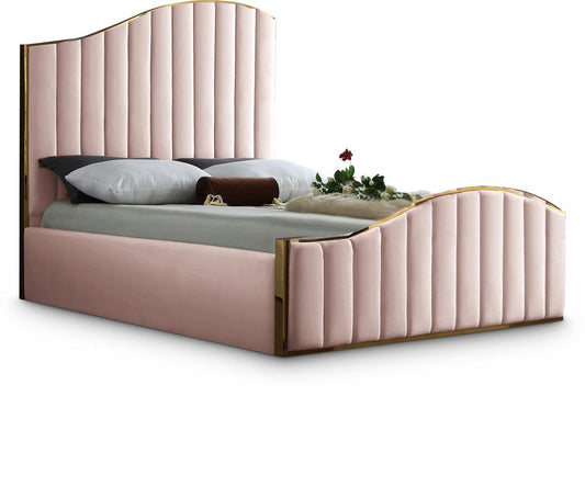 Meridian Furniture - Jolie Pink Velvet King Bed - JoliePink-K veiw 1