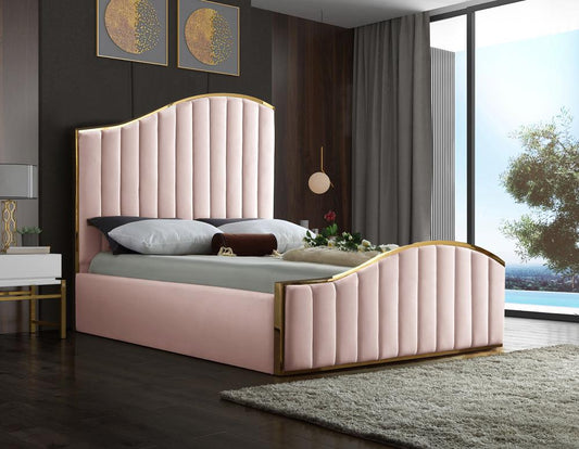 Meridian Furniture - Jolie Pink Velvet King Bed - JoliePink-K veiw 2