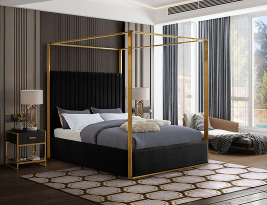 Meridian Furniture - Jones Black Velvet King Bed - JonesBlack-K veiw 2