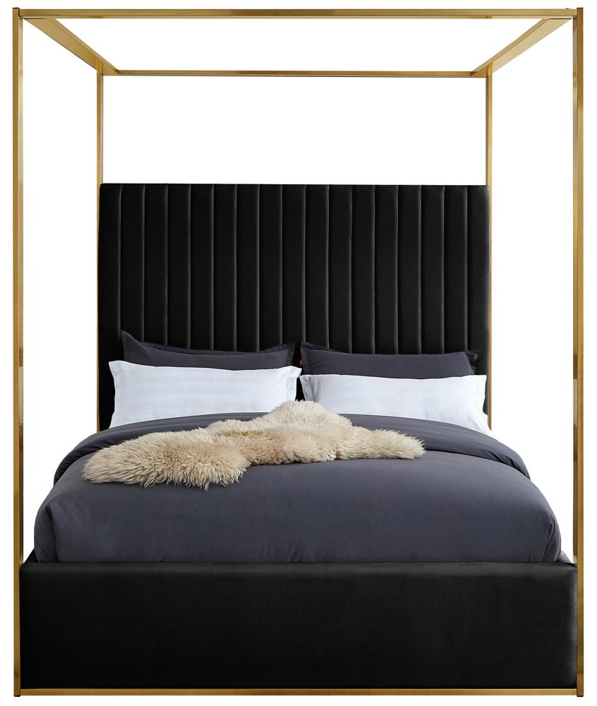 Meridian Furniture - Jones Black Velvet King Bed - JonesBlack-K veiw 3