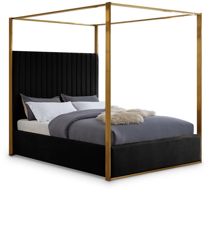 Meridian Furniture - Jones Black Velvet Queen Bed - JonesBlack-Q veiw 1