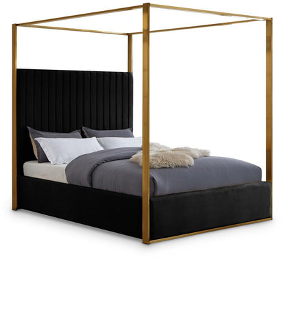 Meridian Furniture - Jones Black Velvet Queen Bed - JonesBlack-Q veiw 1