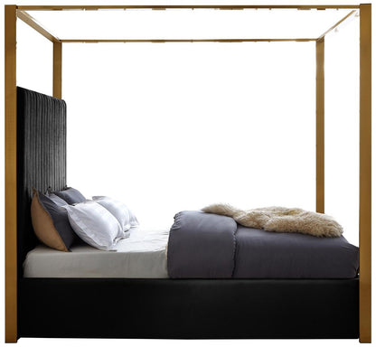 Meridian Furniture - Jones Black Velvet Queen Bed - JonesBlack-Q veiw 5