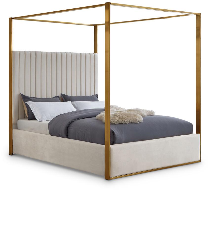 Meridian Furniture - Jones Cream Velvet Queen Bed - JonesCream-Q veiw 1