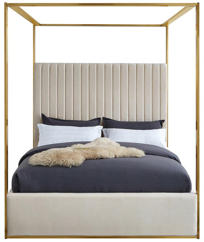 Meridian Furniture - Jones Cream Velvet Queen Bed - JonesCream-Q veiw 3