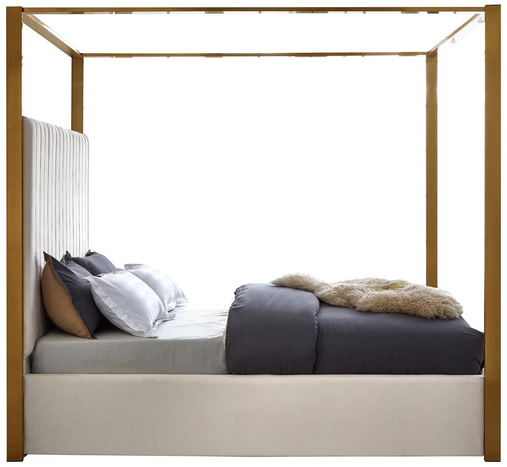 Meridian Furniture - Jones Cream Velvet Queen Bed - JonesCream-Q veiw 5