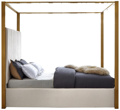 Meridian Furniture - Jones Cream Velvet Queen Bed - JonesCream-Q veiw 5