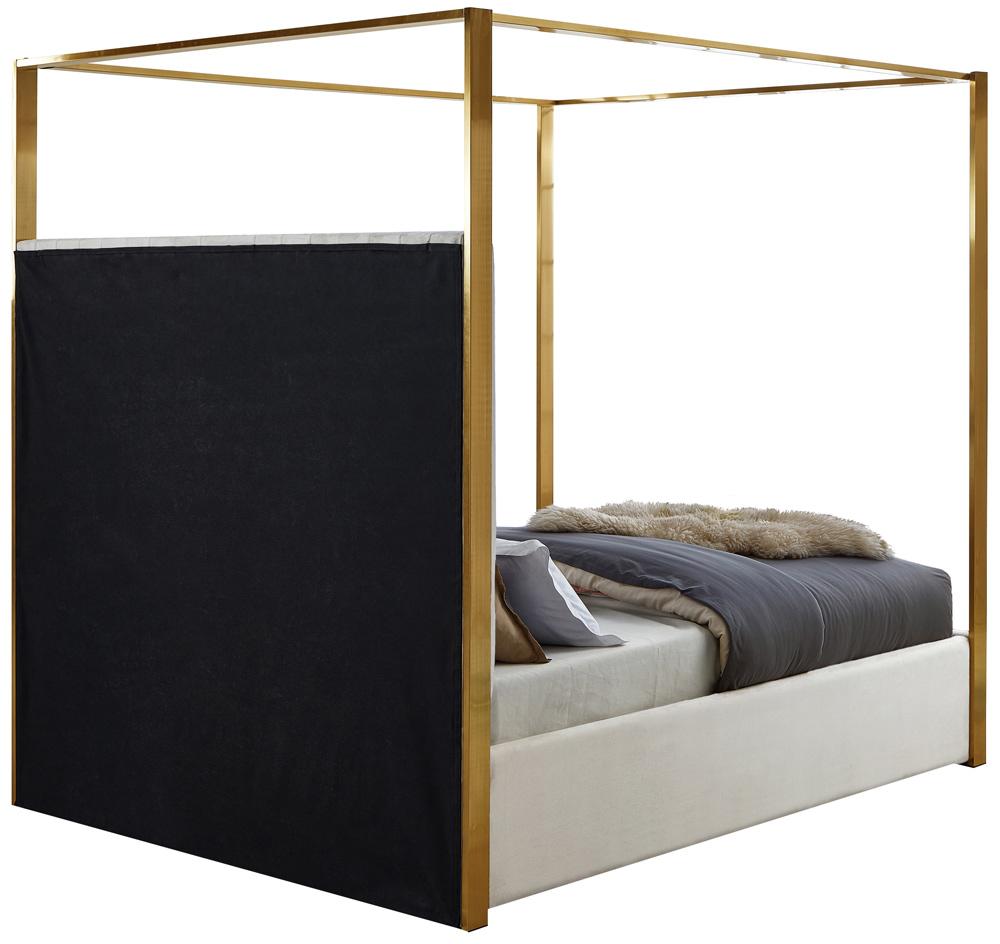 Meridian Furniture - Jones Cream Velvet Queen Bed - JonesCream-Q veiw 6