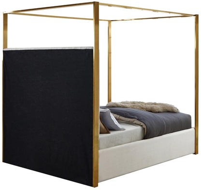 Meridian Furniture - Jones Cream Velvet Queen Bed - JonesCream-Q veiw 6