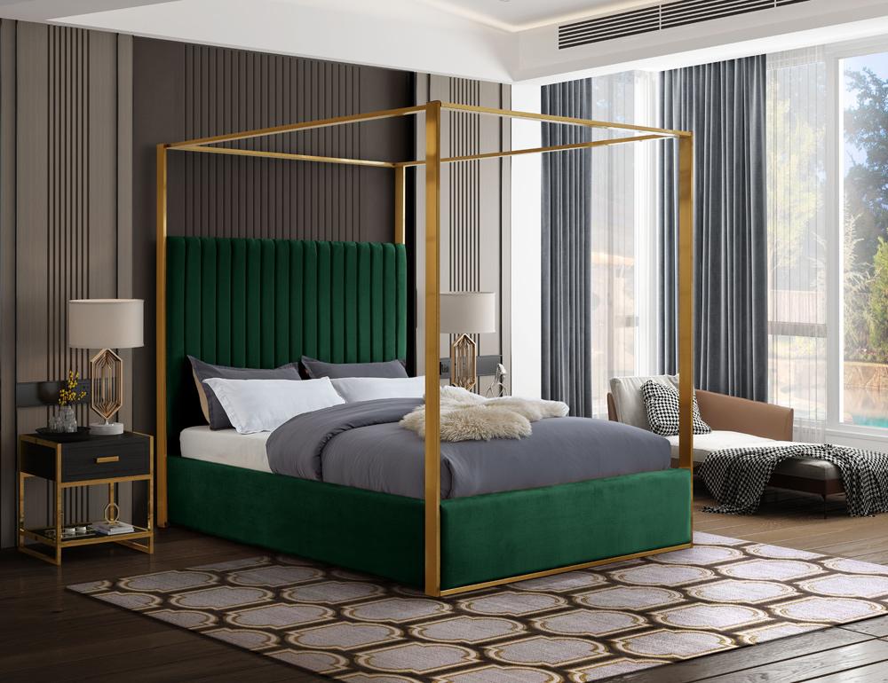 Meridian Furniture - Jones Green Velvet King Bed - JonesGreen-K veiw 2