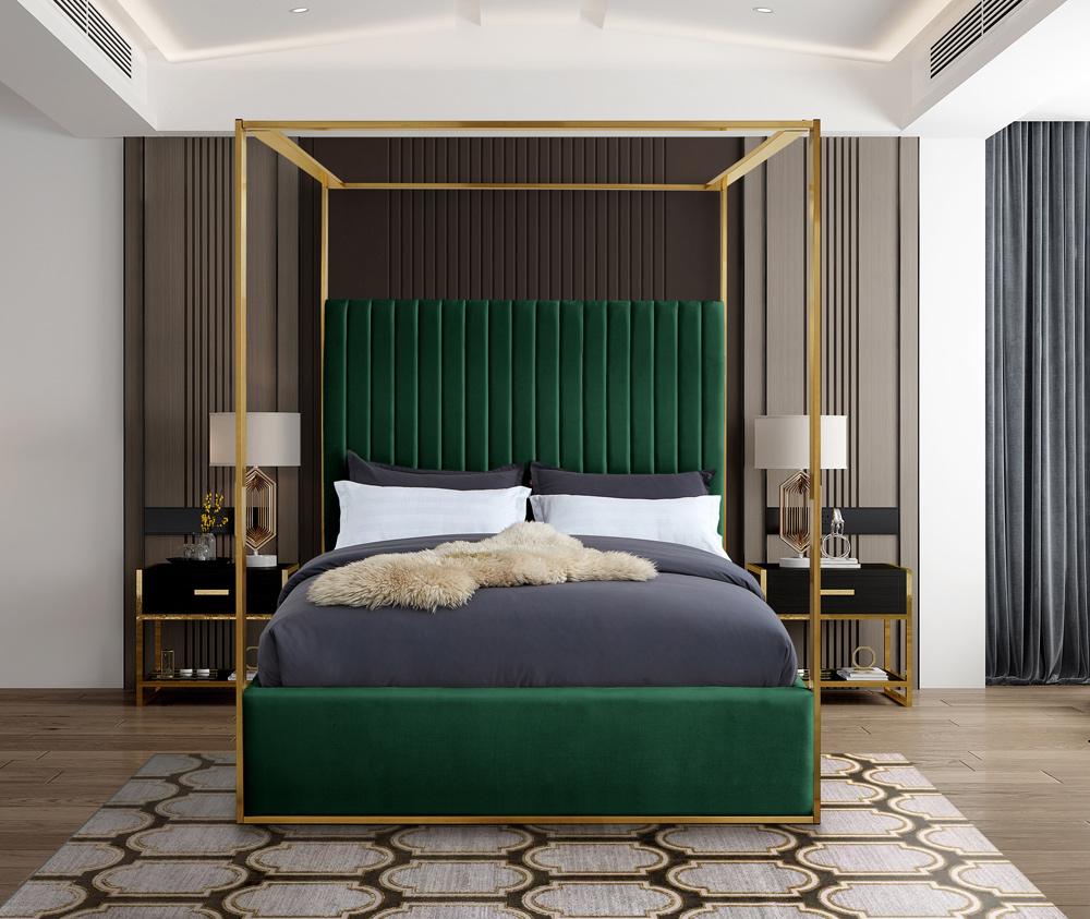 Meridian Furniture - Jones Green Velvet King Bed - JonesGreen-K veiw 4