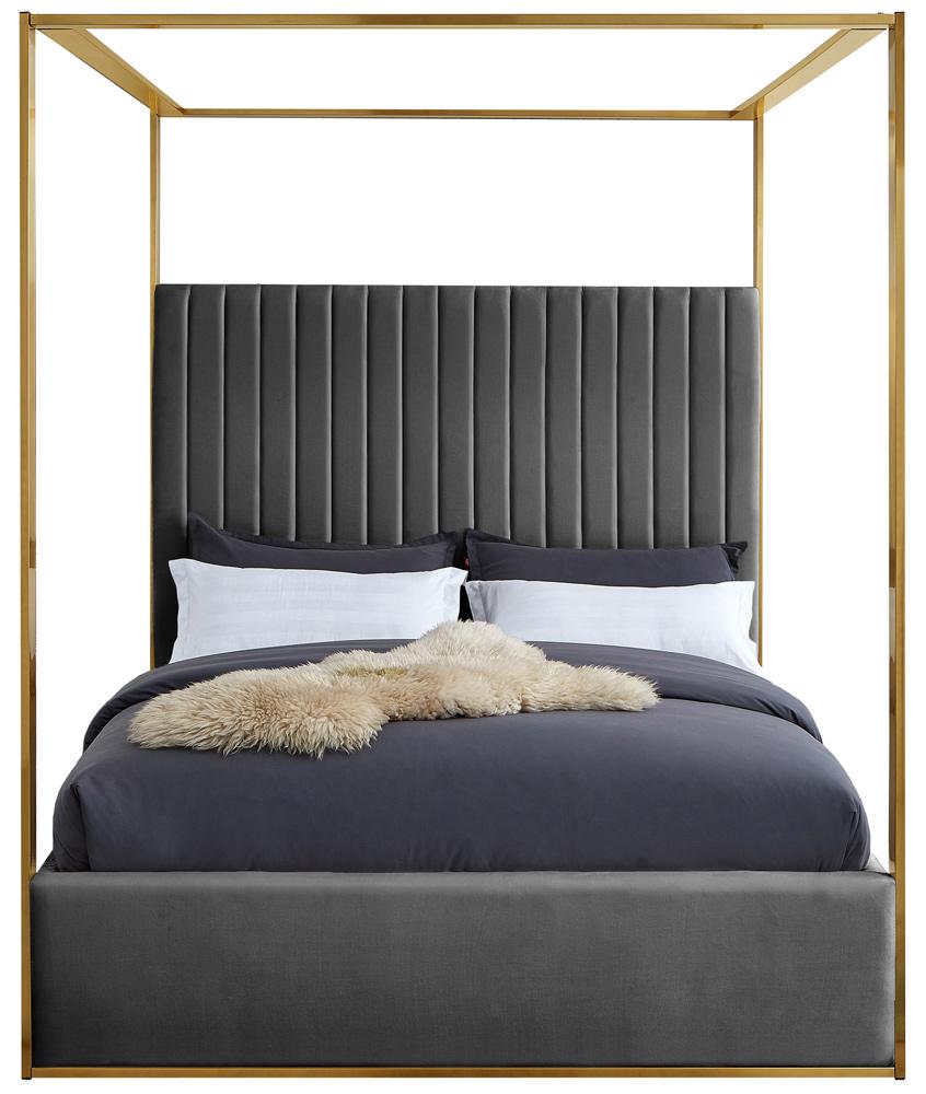 Meridian Furniture - Jones Grey Velvet King Bed - JonesGrey-K veiw 3