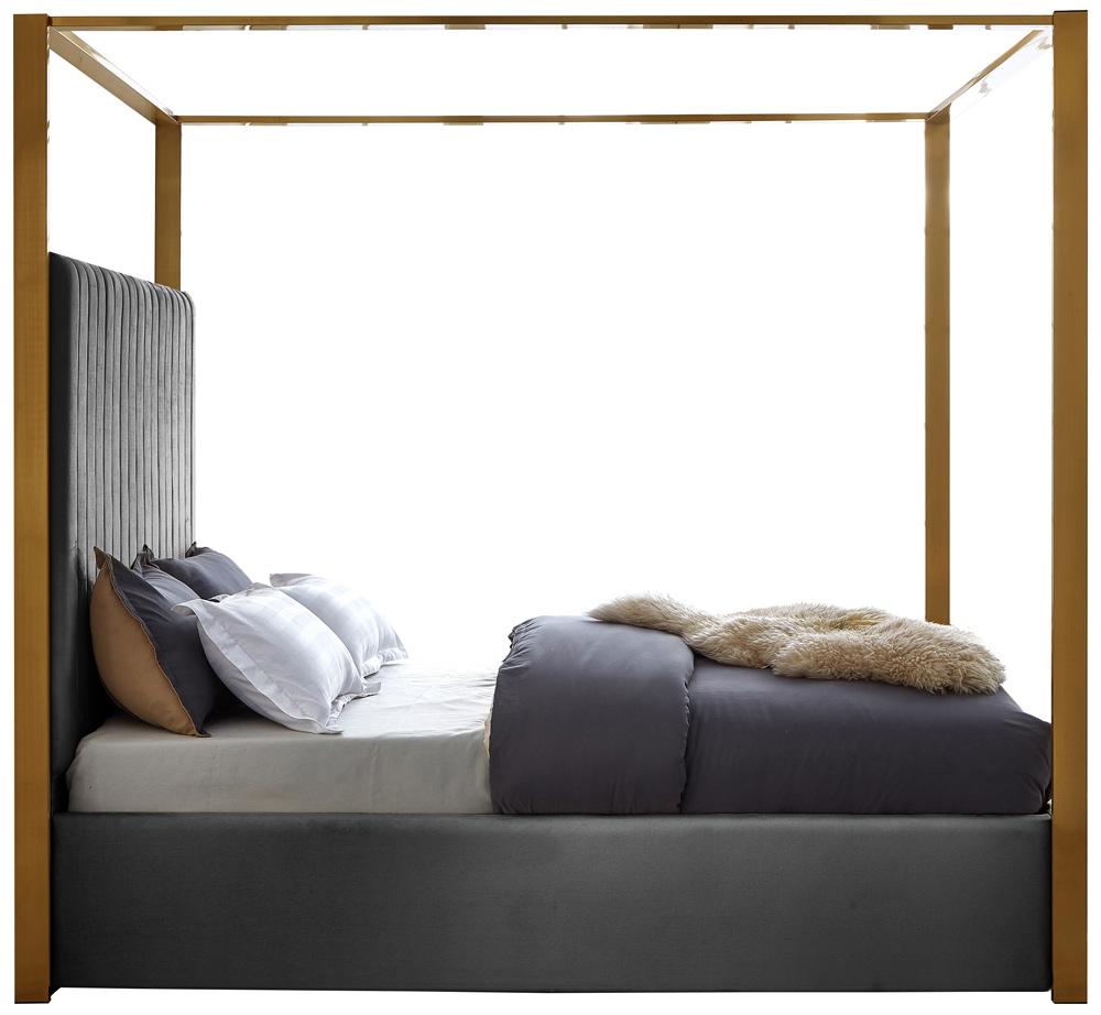 Meridian Furniture - Jones Grey Velvet King Bed - JonesGrey-K veiw 5
