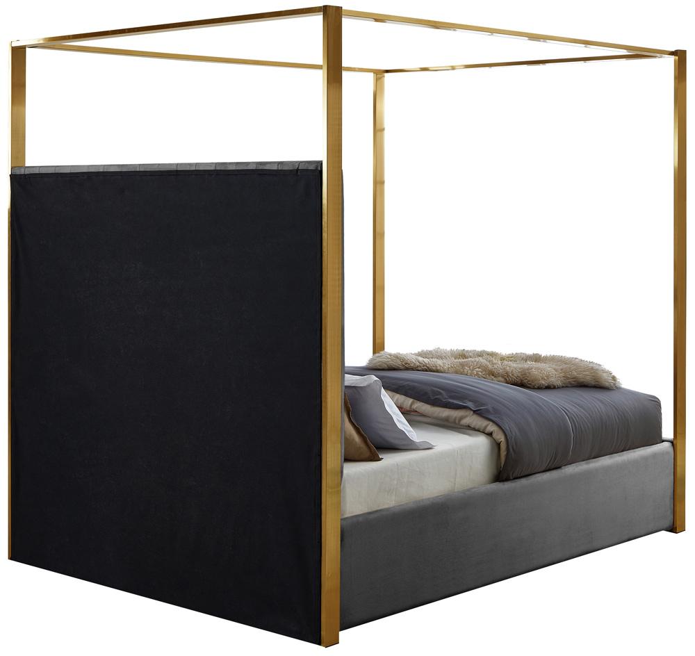 Meridian Furniture - Jones Grey Velvet King Bed - JonesGrey-K veiw 6