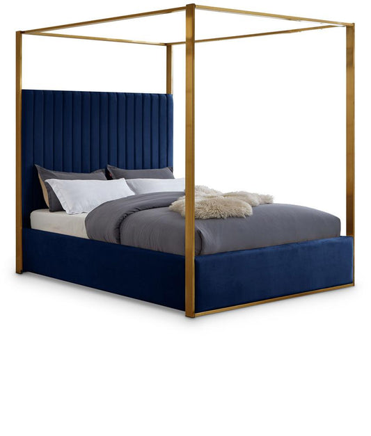 Meridian Furniture - Jones Navy Velvet King Bed - JonesNavy-K veiw 1