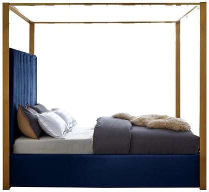 Meridian Furniture - Jones Navy Velvet King Bed - JonesNavy-K veiw 5