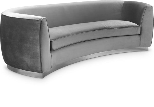 Meridian Furniture - Julian Grey Velvet Sofa - 621Grey-S view 1