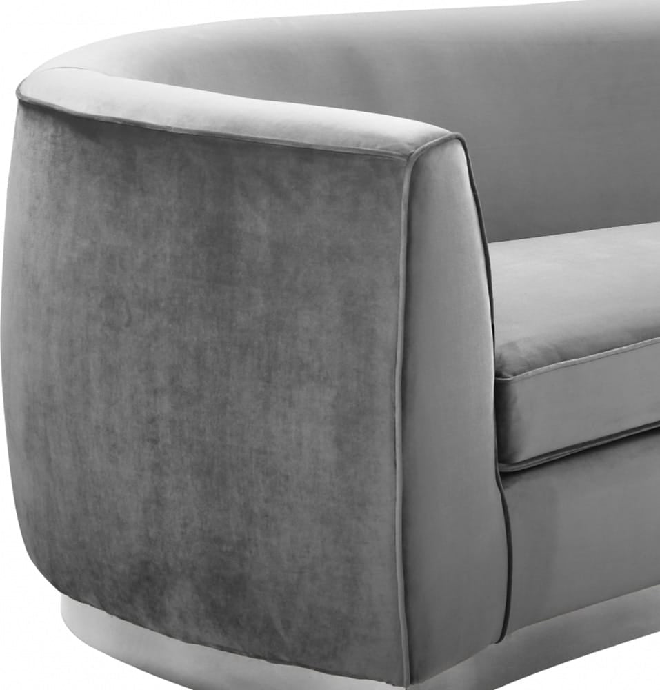 Meridian Furniture - Julian Grey Velvet Sofa - 621Grey-S view 3