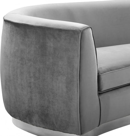 Meridian Furniture - Julian Grey Velvet Sofa - 621Grey-S view 3
