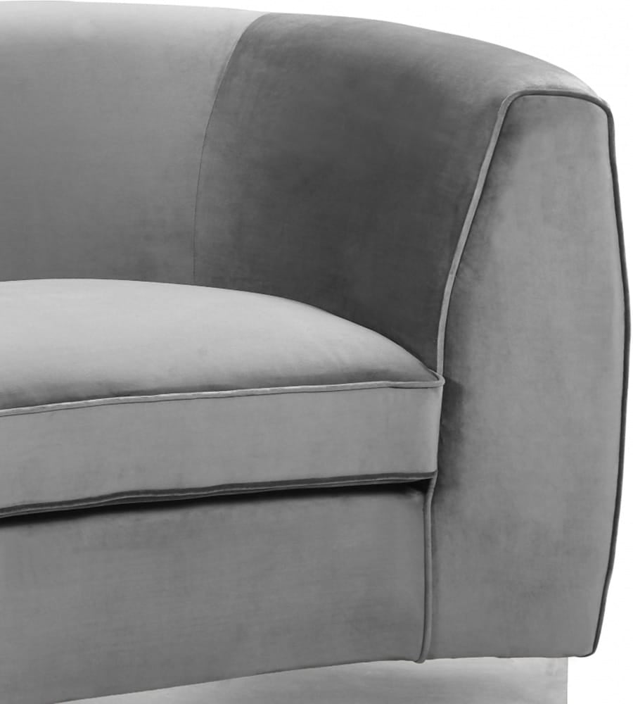 Meridian Furniture - Julian Grey Velvet Sofa - 621Grey-S view 4