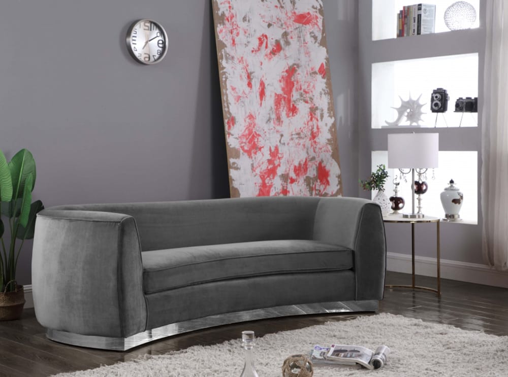 Meridian Furniture - Julian Grey Velvet Sofa - 621Grey-S view 5