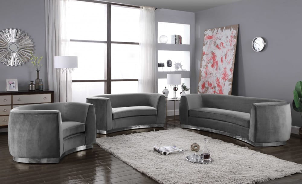 Meridian Furniture - Julian Grey Velvet Sofa - 621Grey-S view 6