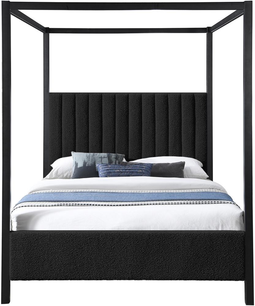 Meridian Furniture - Kelly Black Boucle Fabric Full Bed - KellyBlack-F veiw 3