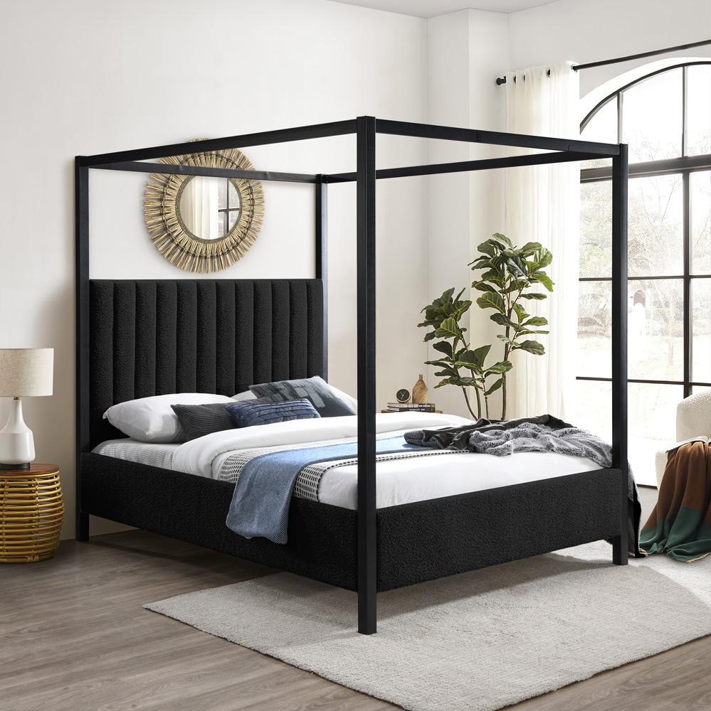Meridian Furniture - Kelly Black Boucle Fabric King Bed - KellyBlack-K veiw 2