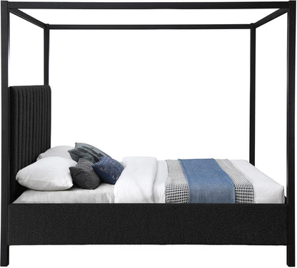 Meridian Furniture - Kelly Black Boucle Fabric King Bed - KellyBlack-K veiw 4