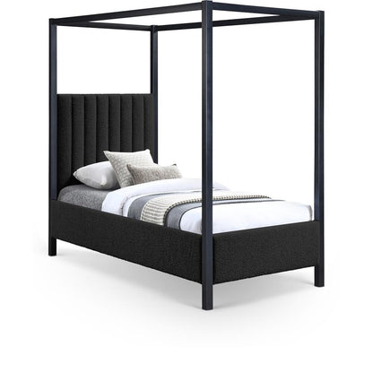 Meridian Furniture - Kelly Black Boucle Fabric Twin Bed - KellyBlack-T veiw 1