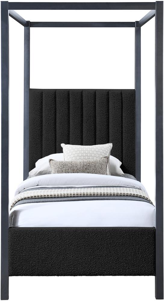 Meridian Furniture - Kelly Black Boucle Fabric Twin Bed - KellyBlack-T veiw 3