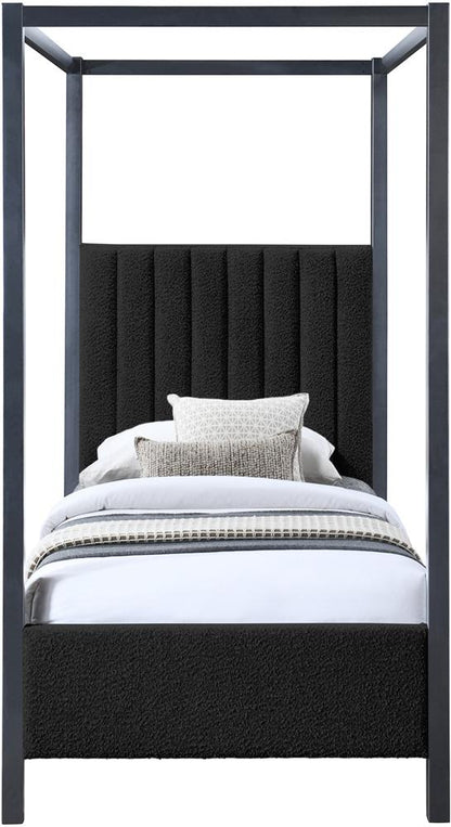 Meridian Furniture - Kelly Black Boucle Fabric Twin Bed - KellyBlack-T veiw 3