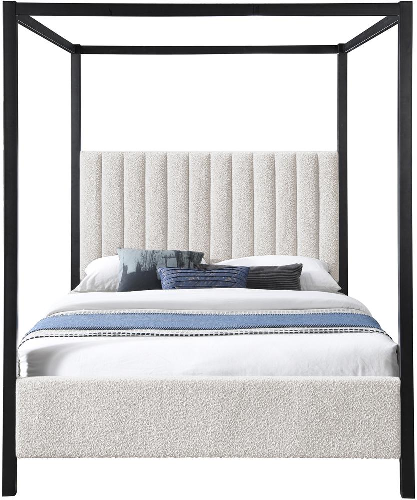 Meridian Furniture - Kelly Cream Boucle Fabric Full Bed - KellyCream-F veiw 3