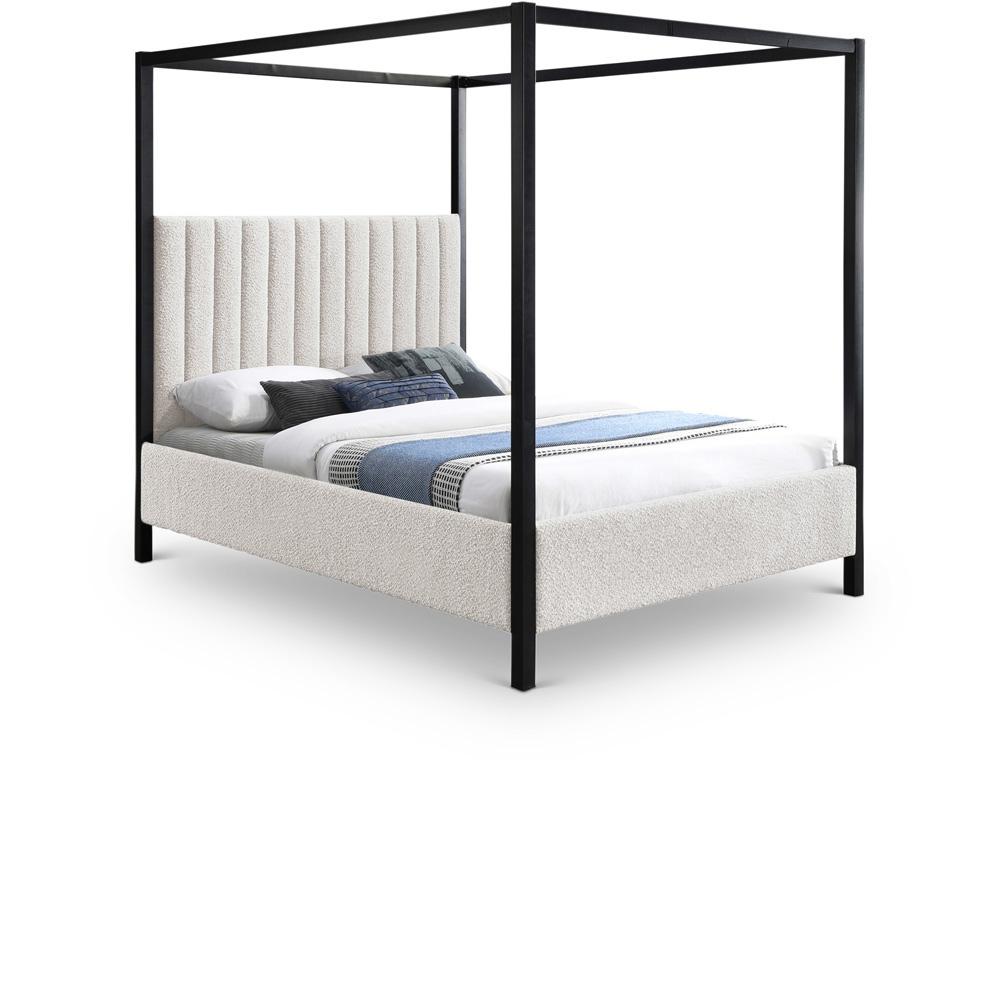 Meridian Furniture - Kelly Cream Boucle Fabric King Bed - KellyCream-K veiw 1