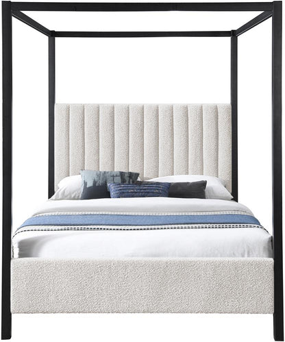 Meridian Furniture - Kelly Cream Boucle Fabric King Bed - KellyCream-K veiw 3