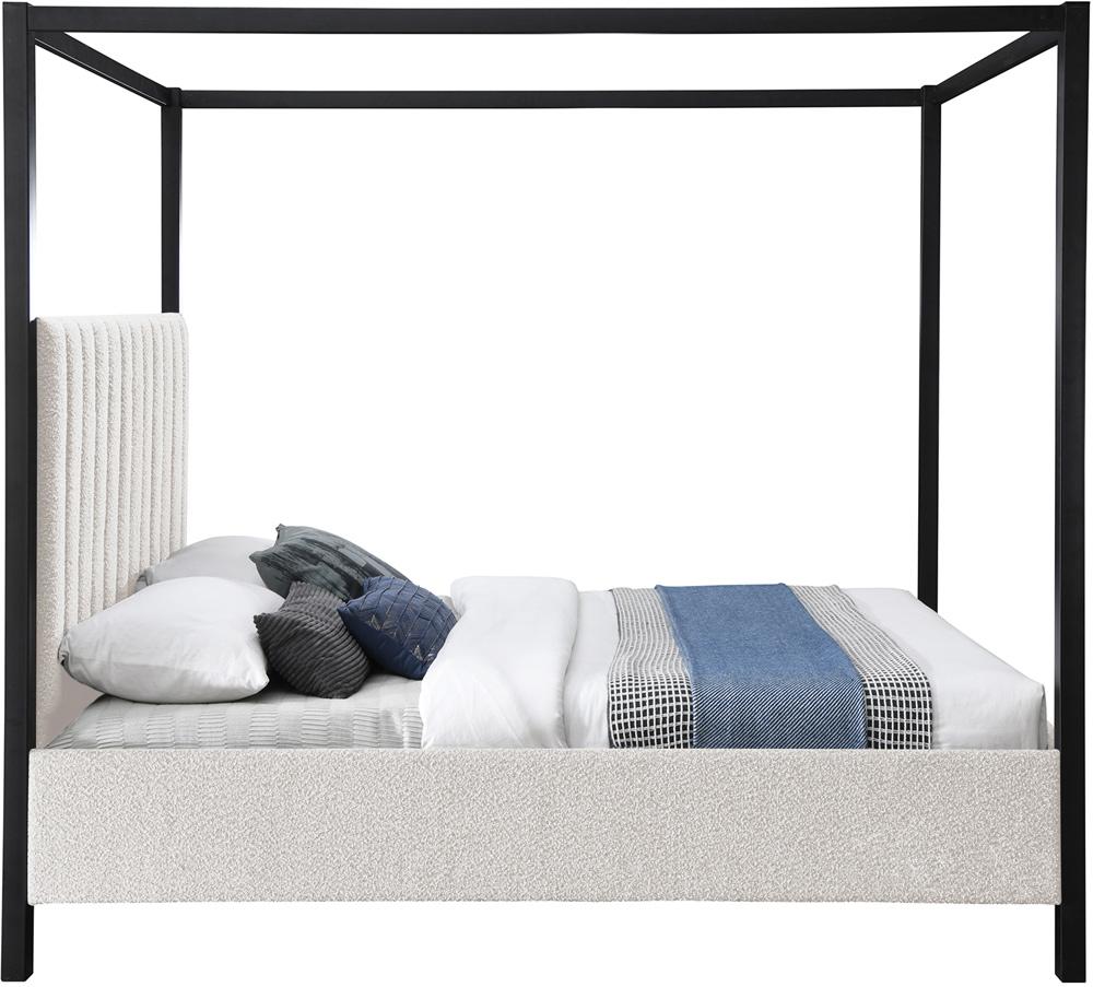 Meridian Furniture - Kelly Cream Boucle Fabric King Bed - KellyCream-K veiw 4