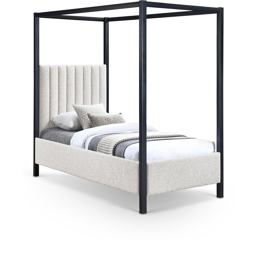 Meridian Furniture - Kelly Cream Boucle Fabric Twin Bed - KellyCream-T veiw 1