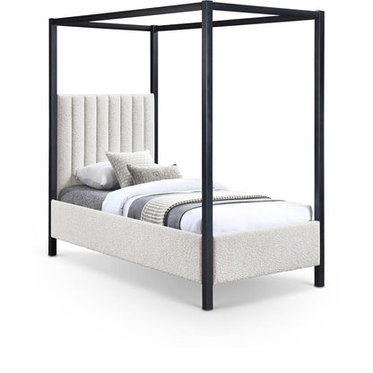 Meridian Furniture - Kelly Cream Boucle Fabric Twin Bed - KellyCream-T veiw 1