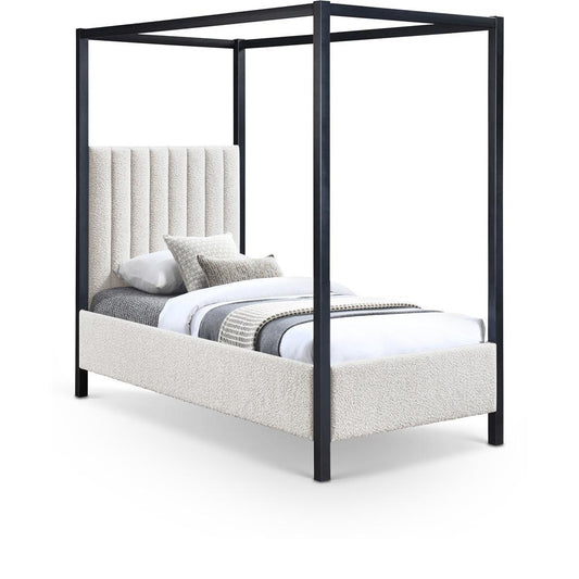 Meridian Furniture - Kelly Cream Boucle Fabric Twin Bed - KellyCream-T veiw 1