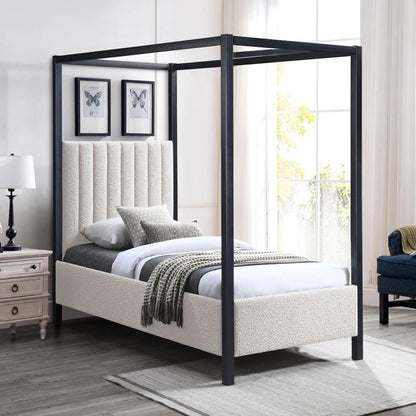 Meridian Furniture - Kelly Cream Boucle Fabric Twin Bed - KellyCream-T veiw 2