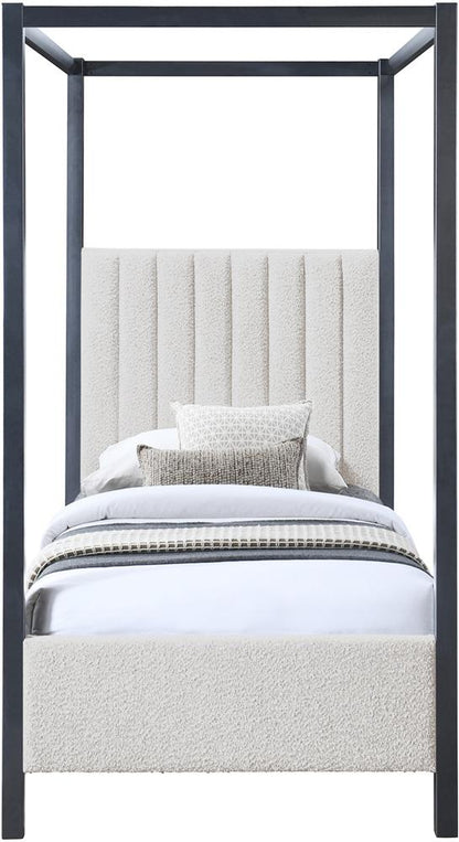 Meridian Furniture - Kelly Cream Boucle Fabric Twin Bed - KellyCream-T veiw 3