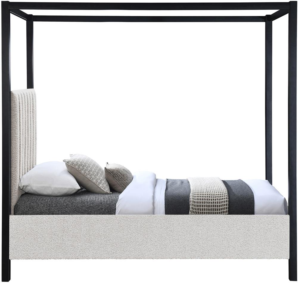 Meridian Furniture - Kelly Cream Boucle Fabric Twin Bed - KellyCream-T veiw 4