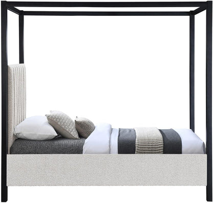 Meridian Furniture - Kelly Cream Boucle Fabric Twin Bed - KellyCream-T veiw 4