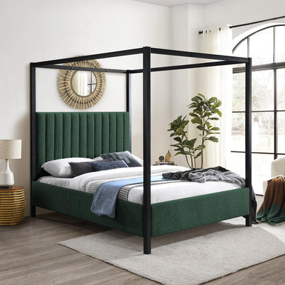 Meridian Furniture - Kelly Green Boucle Fabric King Bed - KellyGreen-K veiw 2
