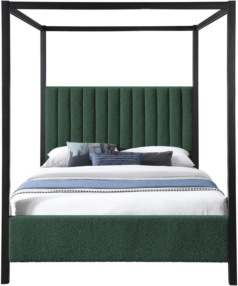 Meridian Furniture - Kelly Green Boucle Fabric King Bed - KellyGreen-K veiw 3