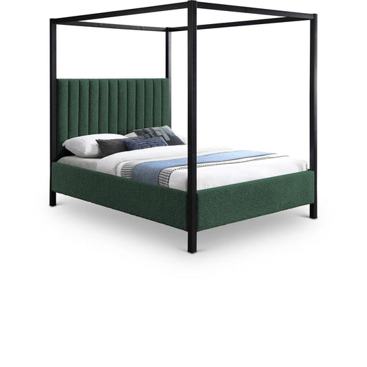 Meridian Furniture - Kelly Green Boucle Fabric Queen Bed - KellyGreen-Q veiw 1