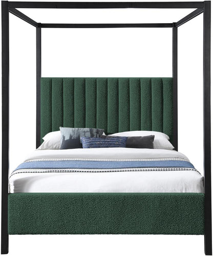 Meridian Furniture - Kelly Green Boucle Fabric Queen Bed - KellyGreen-Q veiw 3